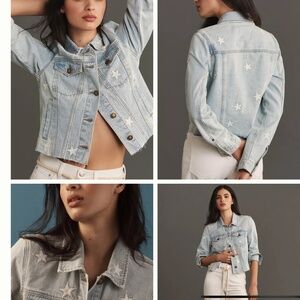 Denim Jean Jacket Aves Les Filles with star embroidery XXS NWT Sold out